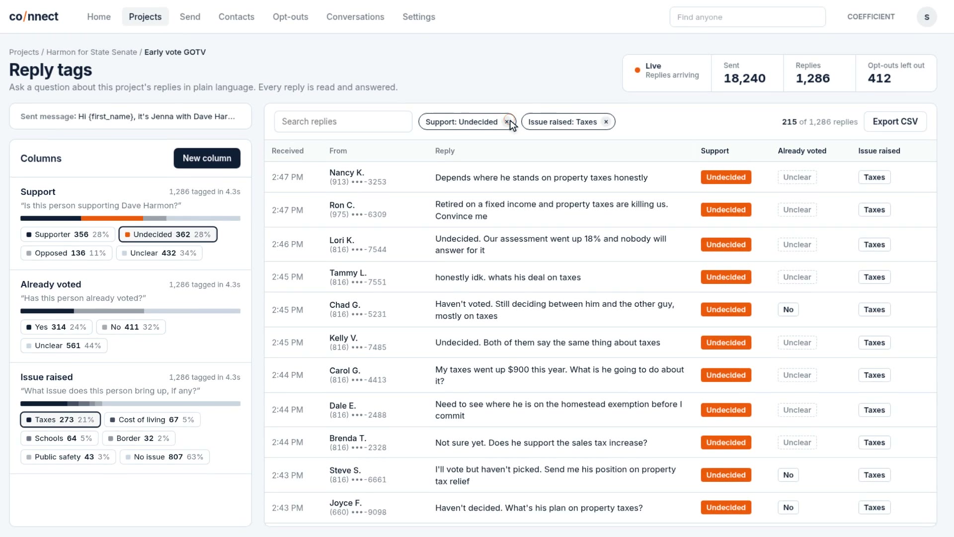 co/nnect Reply Tags sorting replies